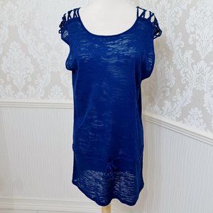 George Navy Blue Swimsuit Cover Up Dress Size Small Shoulder Cutouts Size Small